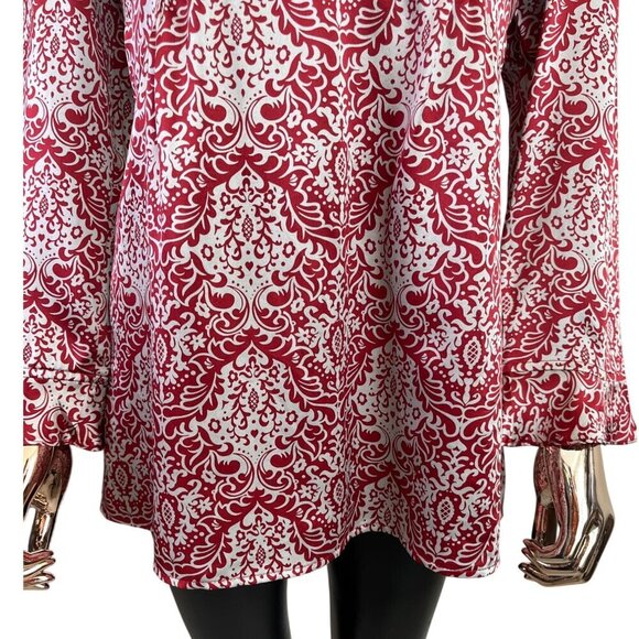 Sundance 100% Silk Red Damask Floral Blouse 10P - Picture 8 of 11